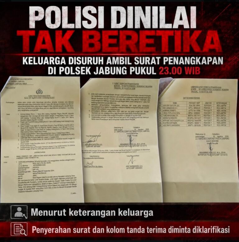 Miris.. Saat Kondisi Berduka, Oknum Polisi Tangkap Tanpa SOP di Lampung Timur